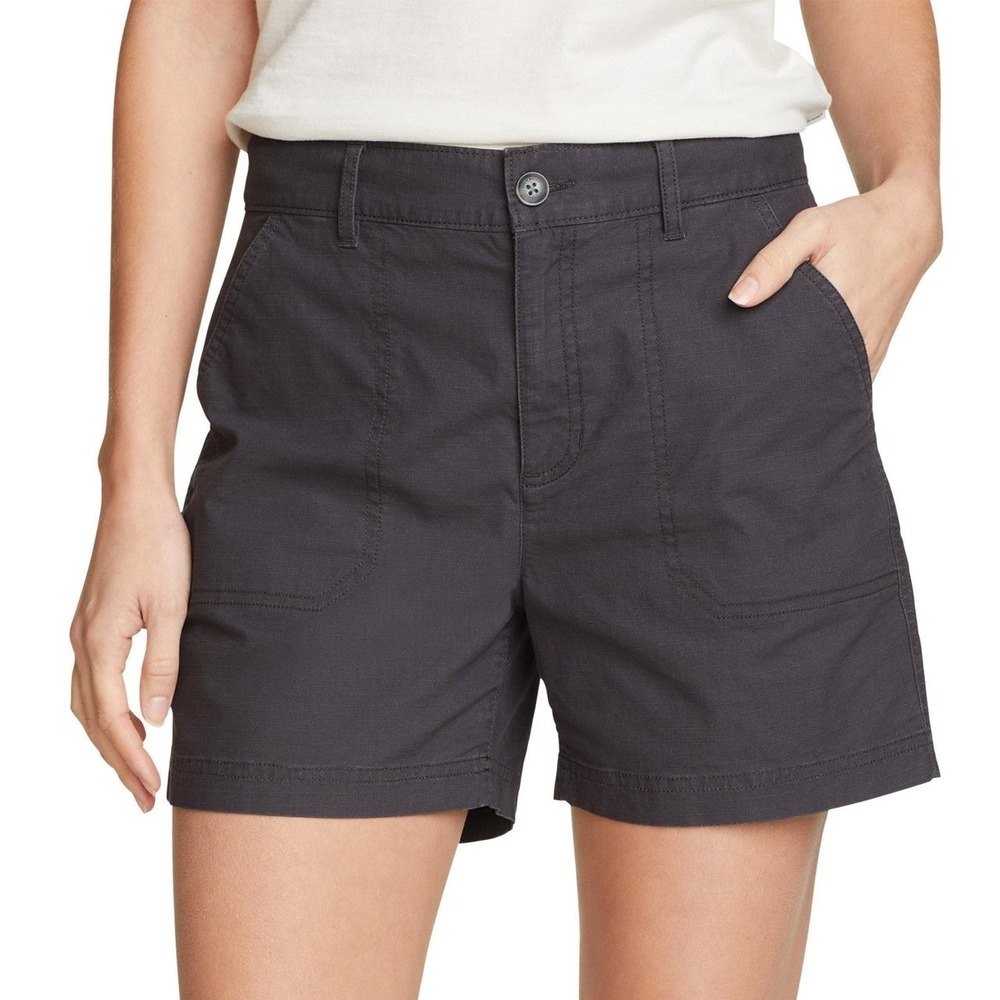 Eddie Bauer Womens Ripstop Shorts Black Size 10 Utility Pockets NWOT